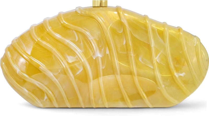 NEWROGENG Acrylic Clutch Purse for Women Evening Bag, Irregular Shell Acrylic Purse Box Clutch with Chain for Party Wedding Prom - Image 1